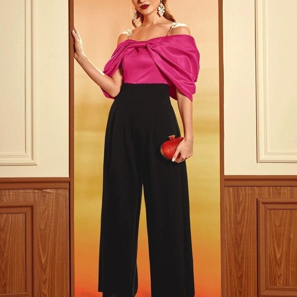 Pink Boho Womens Cold Shoulder Ruched Sleeve Satin Top - Picture 5 of 9